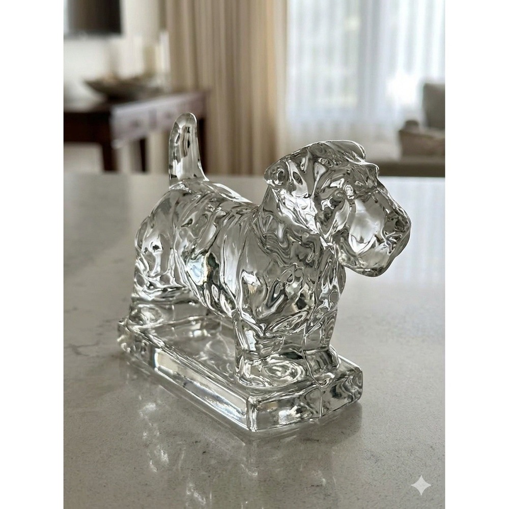 VTG 1940s Heisey #1541 Clear Glass Champ Scottie Terrier Dog Figure Paperweight
